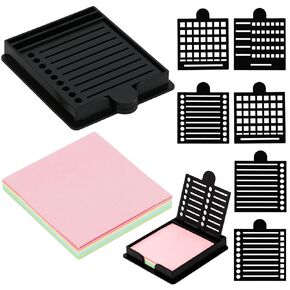 Sticky Note Stencil, Sticky Note Stencil and Holder, Post It Stencils, with Five Different Stencil, for Room and Office Desk Organizer, for 3x3 Inch Sticky Notes