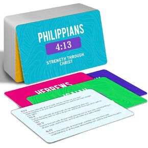 Bible Memory Verse Flash Cards, Weekly Scripture Cards, Multi-Translation Old & New Testament
