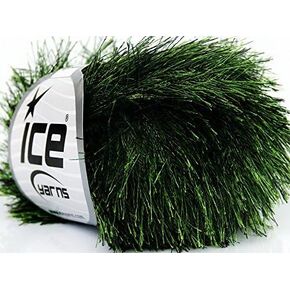 Evergreen Eyelash Yarn Ice Green & Black Fun Fur 50 Gram