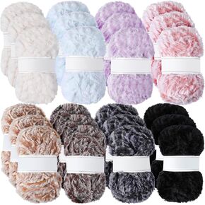 Timgle 12 Skeins Faux Fur Yarn Soft Chunky Fluffy Fuzzy Fur Yarn for Crocheting Knitting Projects, Total Length 12 x 32m (6 Colors)