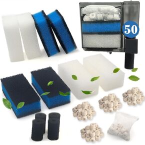 4 Sets of Upgraded Three-Stage Filtration Tank Filter for AquaClear 50 Power Filter, 4 Sets of Maintenance Kit Replacement for Fish Tank Filter for 20- to 50-Gallon Aquariums