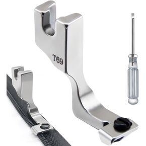 Adjustable Invisible Zipper Presser Foot, 1pcs T69 Invisible Zipper Presser Foot with 1pcs Flat Screwdriver, New Zipper Foot for Sewing Machine, Compact Size 1.18x1.25 inches
