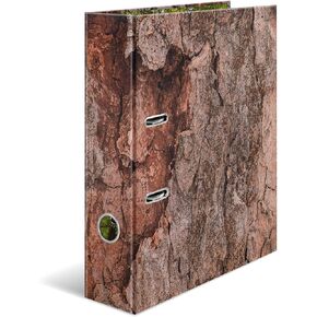 HERMA 19653 Folder A4 Natural Wood, 7 cm Wide, Cardboard Folder with Inner Print for School and Office, Sturdy Children's Ring Binder Made of Cardboard for Boys and Girls