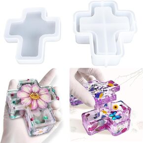 Cross-Box Silicone Resin Molds, Xirdkur Cross-Shaped Jewelry Box Jar Silicone Molds for Ornament Storage, Epoxy for Clay Crafts DIY Making Kit Decorative Placement Storage Container