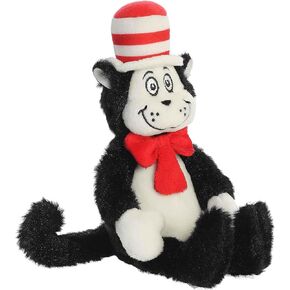 Aurora® Whimsical Dr. Seuss ™ Cat في القبعة المحشوة - رواية القصص السحرية - مرخص رسميًا - أسود 8 بوصات