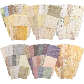 168 Pcs Textured Vintage Scrapbook Paper, 6 Themes Scrapbook Journaling Supplies, Embossed Designs Scrapbooking Kit Decorative Paper for Junk Journals, Card Making, Collage Art, Retro Crafts