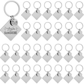 Framendino ، Square Square Laser Keygraving Keychain Blank Metal Mead chain for DIY