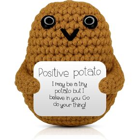 PICKLE BUDDIES Earfelt Positive Potato - Emotional Support Crochet Potato Handkraft Positive Crochet Animals Tiny Potato Gift Emotional Support Potato Dolls Desk Decor for Anxiety & Stress Relief
