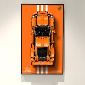 WETCEAOM Display Wallboard for Lego Technic Porsche 911 RSR Race Car Model Building Kit 42096, Compatible with Porsche Wall Frame, Gift Ideas for Lego Car Wall Mount Enthusiast, Size:17.7X 29.5in