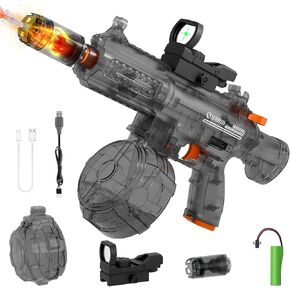 Electric Water Guns for Kids Adults, Transparent Automatic Squirt Guns, Powerful Water Squirt Gun with 28-32 FT Long Range, Summer Outdoor Beach Swimming Pool Party Toys for Boys Girls Adults (Blue)