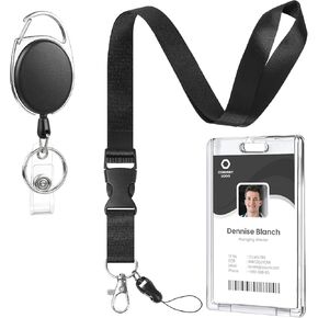 Lanyards for ID Badges Retractable ID Badge Holder with Breakaway Lanyard Heavy Duty Badge Reel with Acrylic ID Card Holders for Work Office Teacher