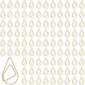 200 Pcs Gold Water Drop Paper Clips, Small Paperclips Metal Teardrop Paperclips Decorative Paper Clips for Office School Supplies Wedding Invitations Crafts Scrapbooking Bookmarks(16 x 25mm)
