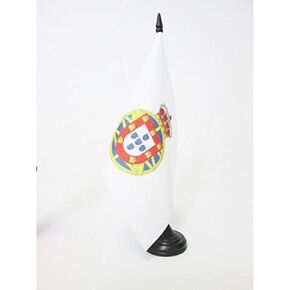 Portuguese Empire 1415-2002 Table Flag 5'' x 8'' - Portuguese Overseas Desk Flag 21 x 14 cm - Black plastic stick and base - AZ FLAG