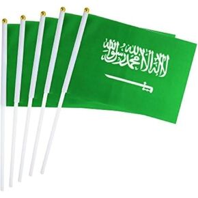 25 حزمة يدوي ميني علم صغير صغير من المملكة العربية السعودية السعودية العلم عصا العلم جولة العلوي الأعلام الوطنية ، مستلزمات زخارف الحفلات للمسيرات ، كأس العالم ، أحداث المهرجانات ، المهرجان الدولي