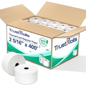 Thermal Paper Rolls 2 5/16 x 400 ft - 12 Rolls BPA Free, Smudge-Proof Cash Register Receipt Paper