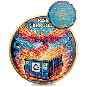 عملة تحدي النار في Phoenix Rising Upster - إعادة تشكيل نفسك عملة مكبوتة - مكاتب مضحكة - ضحكة في العمل - زميل في العمل فرحان يخرج الرمز المميز - هدايا ملهمة للرجال نساء