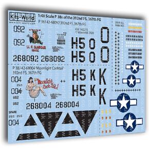 Kits World KW148215 1/48 Decal for Lockheed P-38J Lightnings Accessories kit, Small