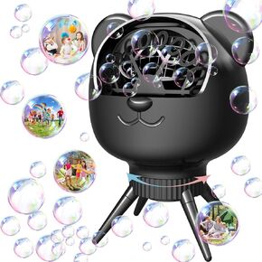 Bubble Machine for Kids & Parties – 500ML, 38,000+ Bubbles/Min, 90°/180° Auto-Rotation, 2-Speed Rechargeable Bubble Maker, Portable Bubble Blower for Indoor Outdoor Birthday Wedding (Black)