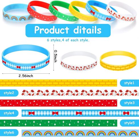 Vinsot 24 Pcs WizardOZ Party Favor Yellow Brick Silicone Bracelets Poppy Wizard Birthday Decorations for Princess Decorations Party Supplies for Halloween Cosplay in Saudi Arabia