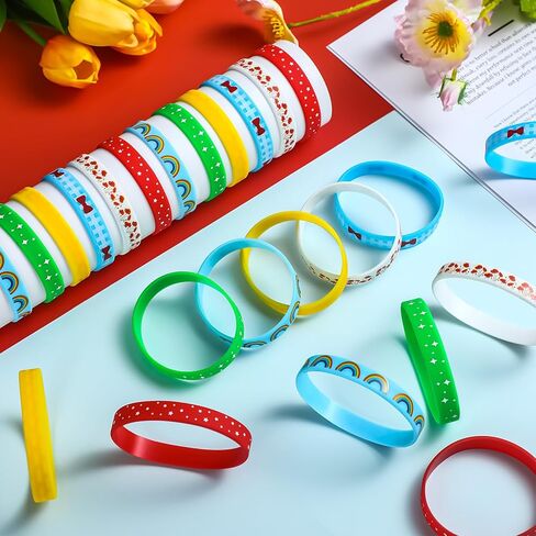 Vinsot 24 Pcs WizardOZ Party Favor Yellow Brick Silicone Bracelets Poppy Wizard Birthday Decorations for Princess Decorations Party Supplies for Halloween Cosplay in Saudi Arabia