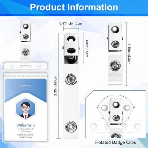 400 Pack Metal Badge Clips with Clear PVC Straps Double Hole ID Badge Clips for Name Tag ID Cards and Badge Holders, Office Supplies in Saudi Arabia