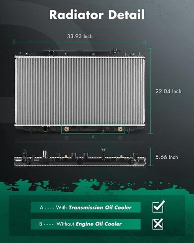 SCITOO SCITOO بديل مشعاع ألومنيوم كامل لـ 2008 2009 2010 2011 2012 Accord 2012 2013 2014 2015 Crosstour 2.4L CU2990 مشعاع بلاستيكي in Kuwait