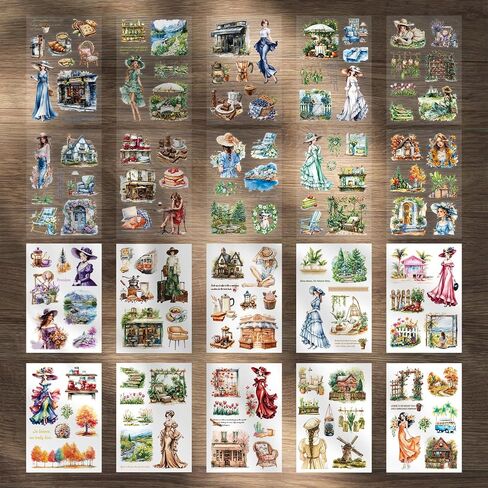 Scrapbook Stickers for Scrapbooking, Washi Stickers for Journaling, 20 Sheets Scrapbook Supplies, Featuring Nature, Cozy Cafés & Charming Houses for Junk Journals and Vintage Crafts. in Saudi Arabia