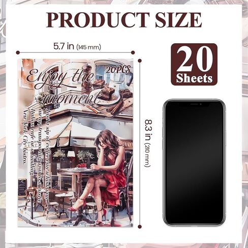 Scrapbook Stickers for Scrapbooking, Washi Stickers for Journaling, 20 Sheets Scrapbook Supplies, Featuring Nature, Cozy Cafés & Charming Houses for Junk Journals and Vintage Crafts. in Saudi Arabia