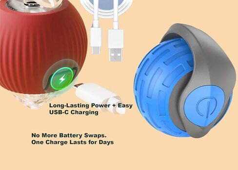 Interactive Cat Ball Toy – Smart Rolling Pet Ball with Obstacle Avoidance, USB Rechargeable, Cord Tail Design – Fun Enrichment Toy for Indoor Cats & Small Dogs (Blue + Red) in Saudi Arabia