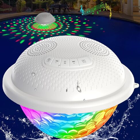 KingSom Bluetooth Pool Speaker,Floating Pool Speaker with Colorful Lights,Hot Tub Speaker IP68 Waterproof Pool Speaker,16W Loud Stereo Sound Bluetooth Speaker,TWS Pairing Floating Speaker for Pool in Saudi Arabia