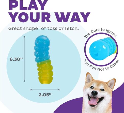 Outward Hound Gummiez Worm 2-in-1 Dental Dog Chew Toy and Dog Treat Stuffer Game, Cherry Scent, Multicolored in Saudi Arabia
