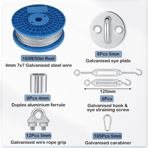Batting Cage Netting Wire Tension Kit Cable Kit Batting Cage Suspension Kits Net Hanging Kits Ideal for Baseball and Softball Batting Cage Net Hitting Tunnels DIY Batting Cages Sized 55ft in Saudi Arabia
