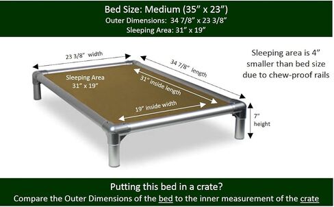 Kuranda Chewproof Bed - Silver Aluminum - 44" x 27" - Cordura Nylon - Forest in Saudi Arabia