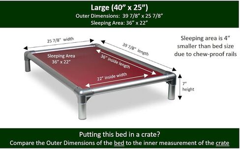 Kuranda Chewproof Bed - Silver Aluminum - 44" x 27" - Cordura Nylon - Forest in Saudi Arabia