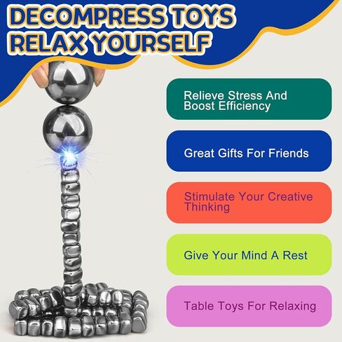 Cool Fidget Magnet Ferrite Rock for Adults, Fidget Mangetic Stones with Fiber Case for Easy Carry, Magnetic with Two Magnet Balls for Office Desk Kitchen Decors, Magic Blocks for Researcher Teacher in Kuwait