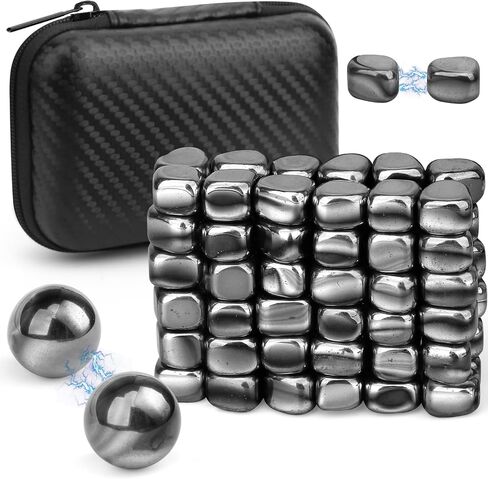 Cool Fidget Magnet Ferrite Rock for Adults, Fidget Mangetic Stones with Fiber Case for Easy Carry, Magnetic with Two Magnet Balls for Office Desk Kitchen Decors, Magic Blocks for Researcher Teacher in Kuwait