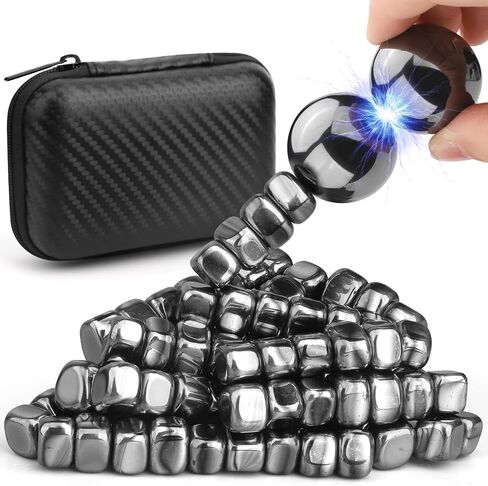 Cool Fidget Magnet Ferrite Rock for Adults, Fidget Mangetic Stones with Fiber Case for Easy Carry, Magnetic with Two Magnet Balls for Office Desk Kitchen Decors, Magic Blocks for Researcher Teacher in Kuwait
