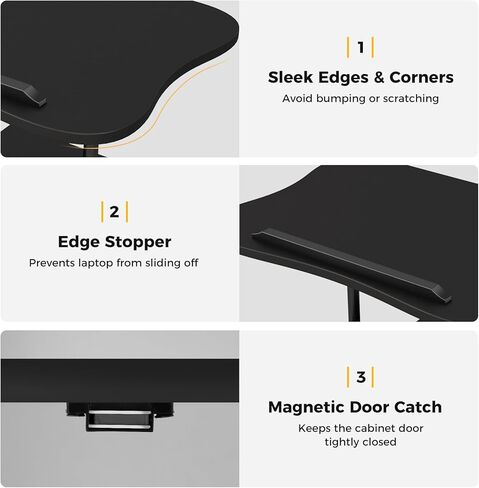 Moccha Lectern Podium Stand, Height Adjustable Sit to Stand Desk w/ 180° Tilting Tabletop, Storage Cabinet, Lockable Casters, Rolling Lectern Cart Laptop Desk for Home, Office, School (Black) in Kuwait