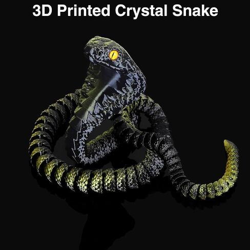 3D Printed Snake,23 Inch 3D Printed Animals,3D Printed Fidget Toys,Home Office Decor Executive Desk Crystal Cobra Toys Black Gold in Saudi Arabia
