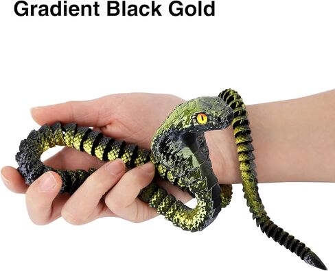 3D Printed Snake,23 Inch 3D Printed Animals,3D Printed Fidget Toys,Home Office Decor Executive Desk Crystal Cobra Toys Black Gold in Saudi Arabia