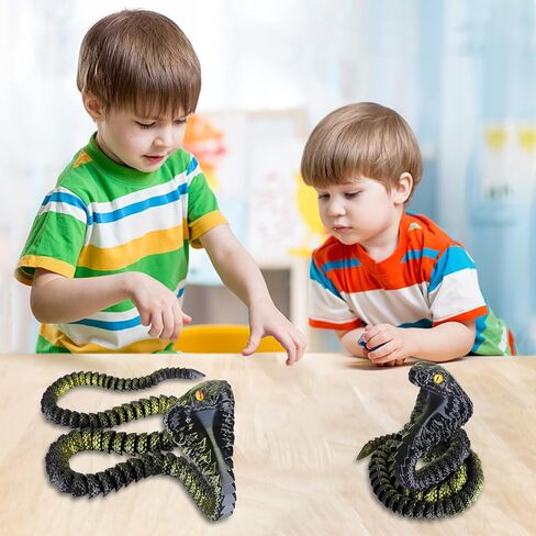 3D Printed Snake,23 Inch 3D Printed Animals,3D Printed Fidget Toys,Home Office Decor Executive Desk Crystal Cobra Toys Black Gold in Saudi Arabia