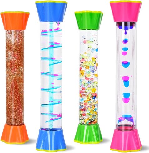 FKYTION Liquid Motion Bubbler 4-Pack, Colorful Sensory Toys, Classroom Learning & Time Management, Home or School Desktop Toys (Long cylinder-4P) in Kuwait