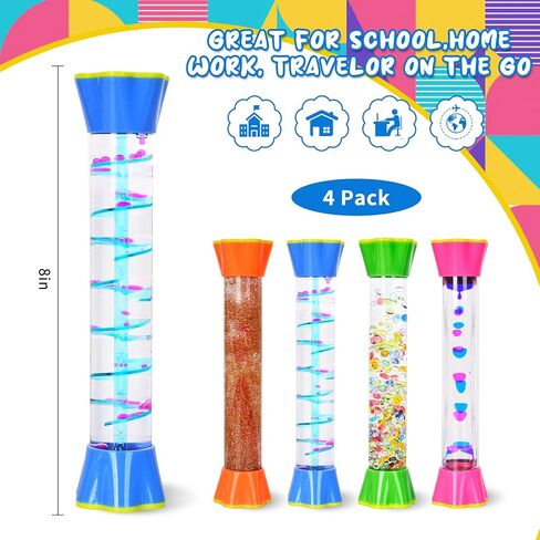 FKYTION Liquid Motion Bubbler 4-Pack, Colorful Sensory Toys, Classroom Learning & Time Management, Home or School Desktop Toys (Long cylinder-4P) in Kuwait