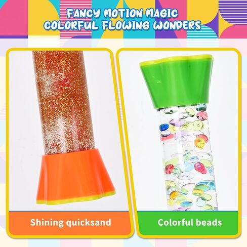 FKYTION Liquid Motion Bubbler 4-Pack, Colorful Sensory Toys, Classroom Learning & Time Management, Home or School Desktop Toys (Long cylinder-4P) in Kuwait