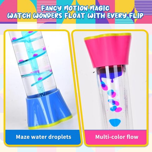 FKYTION Liquid Motion Bubbler 4-Pack, Colorful Sensory Toys, Classroom Learning & Time Management, Home or School Desktop Toys (Long cylinder-4P) in Kuwait