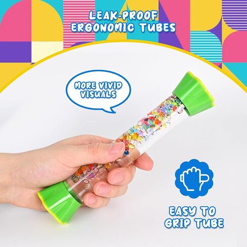 FKYTION Liquid Motion Bubbler 4-Pack, Colorful Sensory Toys, Classroom Learning & Time Management, Home or School Desktop Toys (Long cylinder-4P) in Kuwait