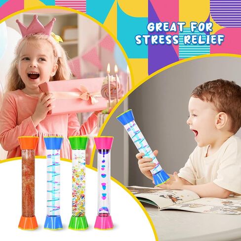 FKYTION Liquid Motion Bubbler 4-Pack, Colorful Sensory Toys, Classroom Learning & Time Management, Home or School Desktop Toys (Long cylinder-4P) in Kuwait