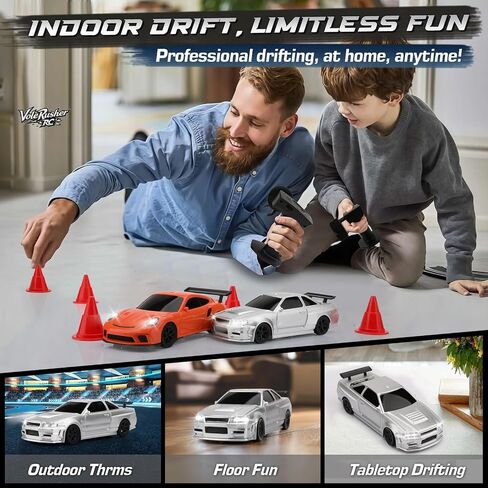 1/43 مقياس Mini RC Drift Car - صغير صغير مع RTR 2.4 جيجا هرتز تنسجم بالكامل ، ومجموعتان للإطارات ، و 8 مخاريط ، ومكتب عالي السرعة RC مع أضواء LED - التمويه in Saudi Arabia