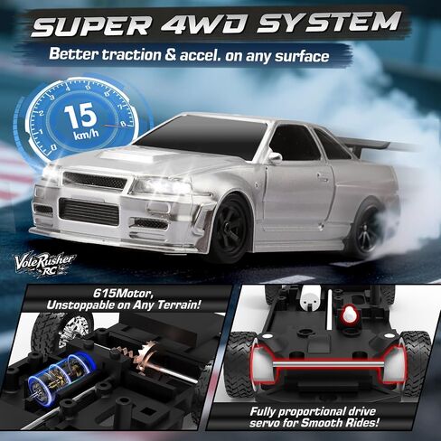 1/43 مقياس Mini RC Drift Car - صغير صغير مع RTR 2.4 جيجا هرتز تنسجم بالكامل ، ومجموعتان للإطارات ، و 8 مخاريط ، ومكتب عالي السرعة RC مع أضواء LED - التمويه in Saudi Arabia