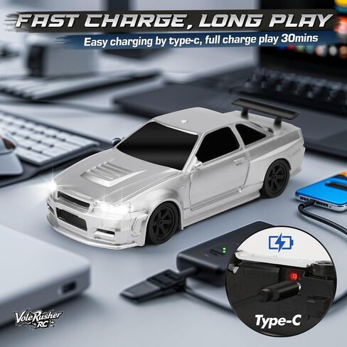 1/43 مقياس Mini RC Drift Car - صغير صغير مع RTR 2.4 جيجا هرتز تنسجم بالكامل ، ومجموعتان للإطارات ، و 8 مخاريط ، ومكتب عالي السرعة RC مع أضواء LED - التمويه in Saudi Arabia